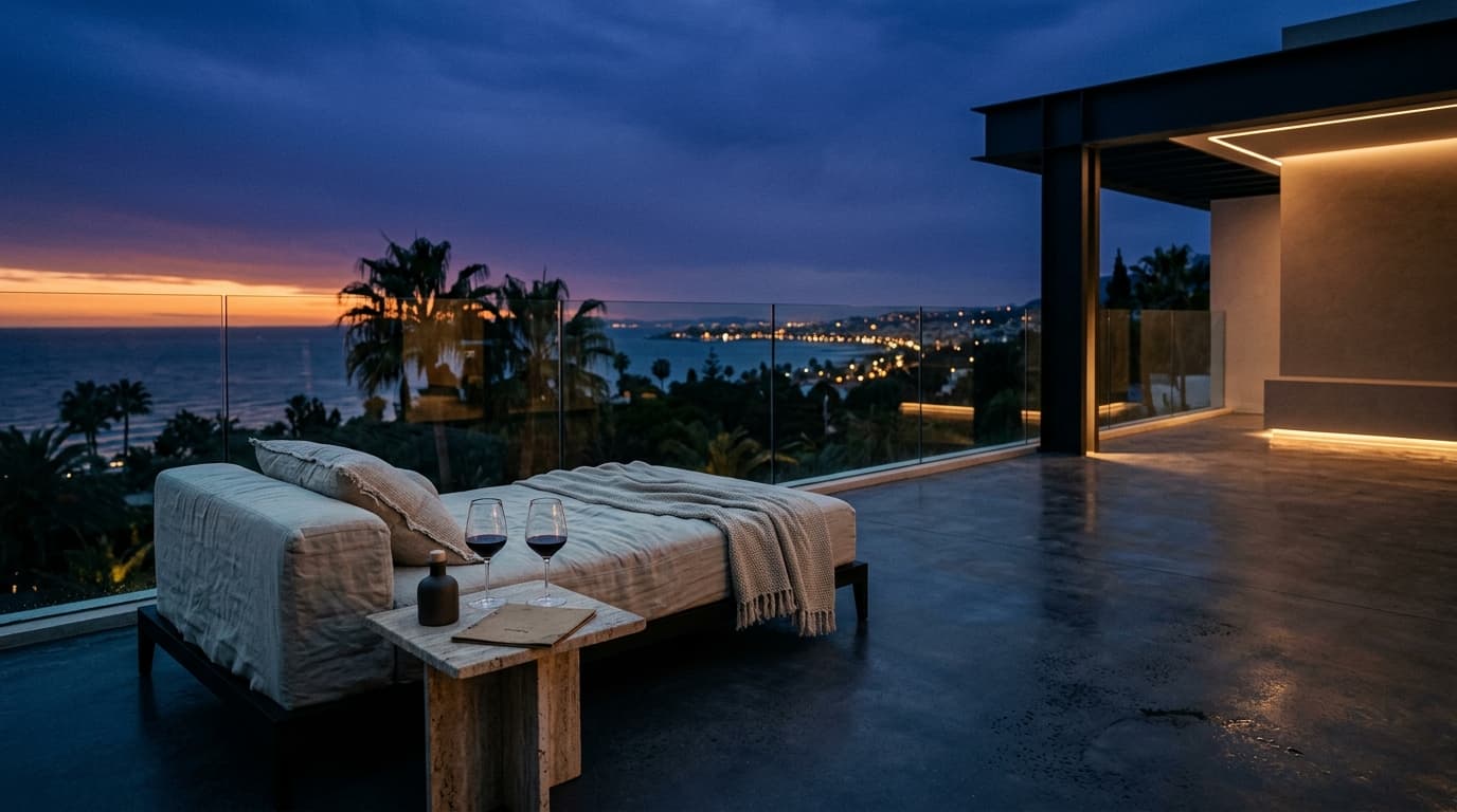 The rooftop in evening light